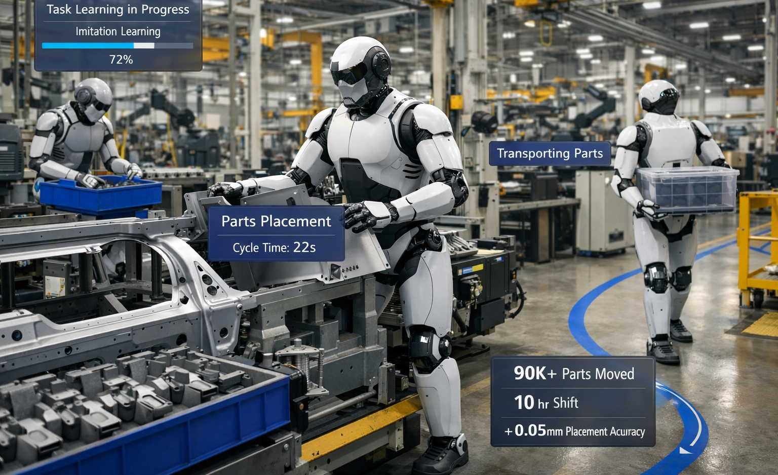 Humanoid Robots on Factory Floor - Robotics AI